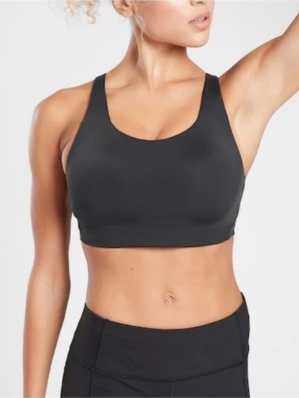 Athleta Advanced Sewn In Pads Adjustable Straps Black Sports Bra Size 32DD